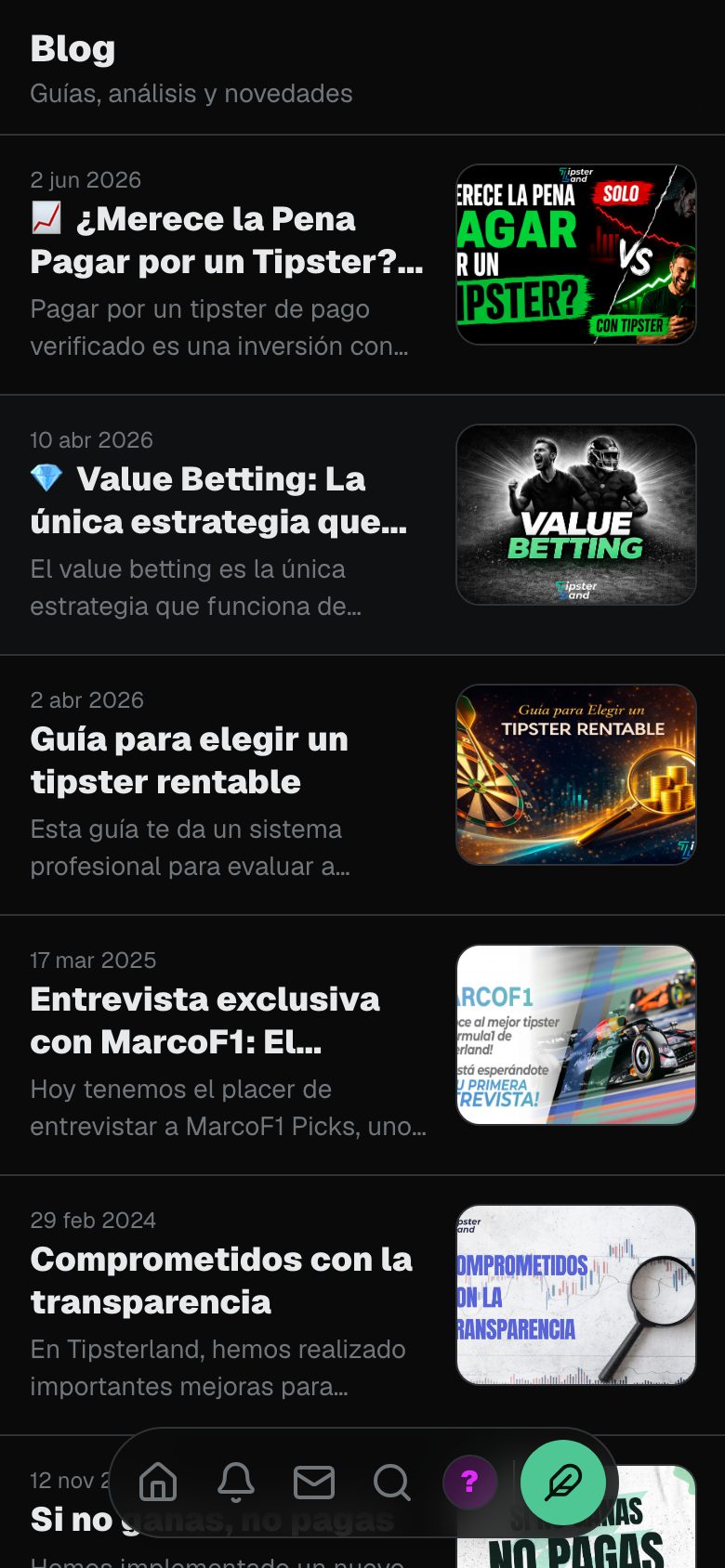 Blog de Tipsterland con guías y análisis