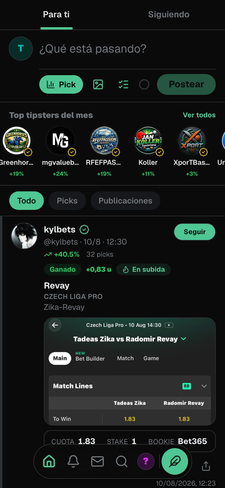 Feed real de Tipsterland